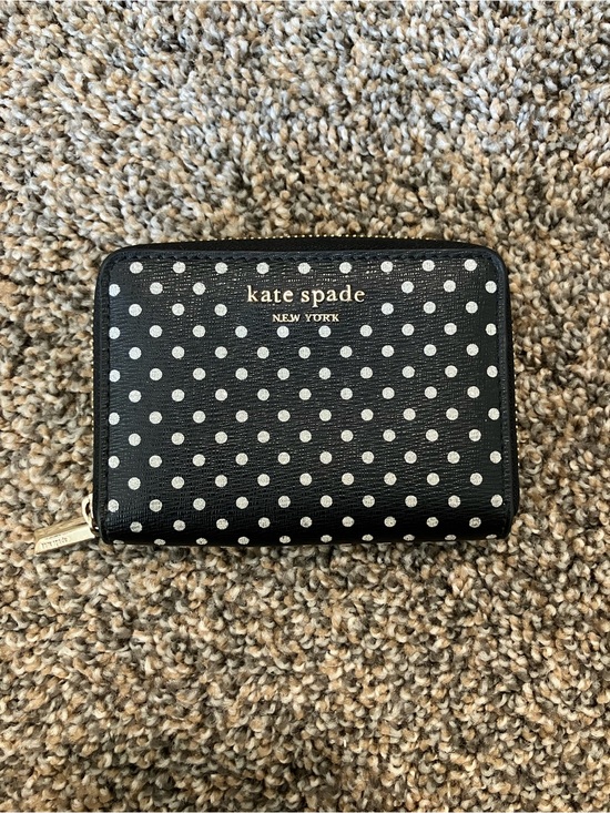 kate spade Handbags - kate spade Black and White Polka Dot Zip Wallet